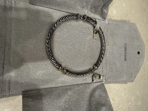 David Yurman Metro Cable Vintage Necklace 14K Yellow Gold Sterling Silver 15" - Picture 1 of 8