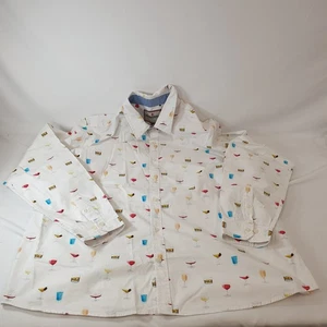 Joe Browns Hemd Herren XXL Baumwolle Unikat Party Drinks Print Langarm Fun Retro - Bild 1 von 20