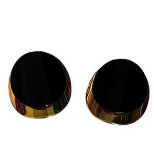 NAPIER Vintage 1960s Black & Gold Oval Earrings – Screw-On Retro Mod Style - Picture 1 of 6