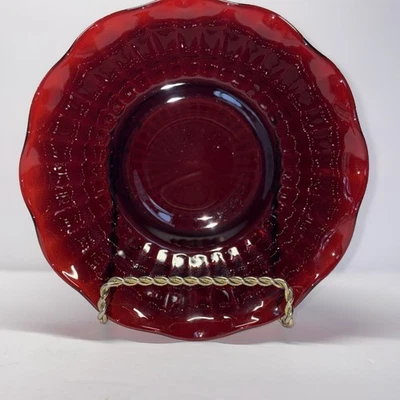 Anchor Hocking Vintage MCM Royal Ruby Red Ruffled Bowl - Image 1 of 4