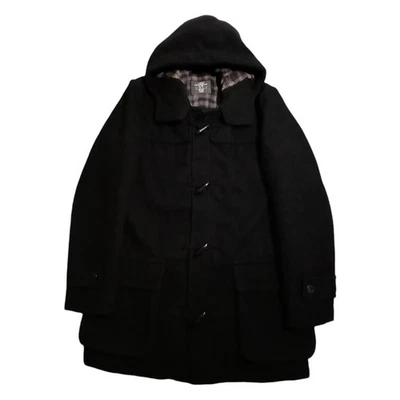 L.O.G.G By H&M Men S Black Flannel Lined Toggle Duffle Coat Heavy Wool Blend - Image 1 of 4