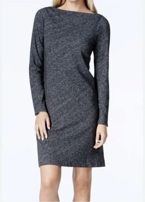 Vestido recto EILEEN FISHER cuello barco manga larga gris carbón mezcla de lana mediana Foto 1 de 4