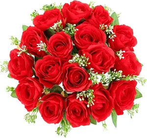Cemetery Flowers for Grave 18 Silk Artificial Red - Picture 1 of 7