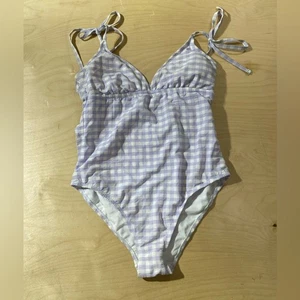 Kona Sol Lavender Gingham Swimsuit Large - Picture 1 of 12