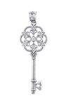 White Gold  0.01ct Round Diamond Accent Charm Key Pendant, Made in USA