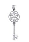 Pendentif clé charme rond accent diamant or blanc 0,01 ct, fabriqué aux États-Unis