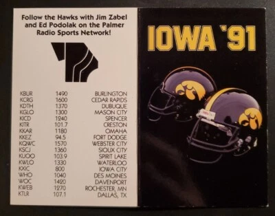 Iowa Hawkeyes Football Pocket Schedule 1991 Bi Fold Rose Bowl Michigan M Rodgers - Image 1 of 2