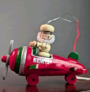 Hersheys Chocolate Elf Ornament Kurt Adler Wood Airplane Plane Christmas Vtg - Picture 1 of 4