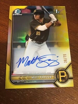 2022 bowman matt fraizer 1st auto yellow /75 Chrome - Image 1 of 4