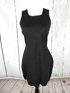 Damen Mason L Kleid schwarz ärmellos figurbetont Leder LBD Stretch Strick - Bild 1 von 6