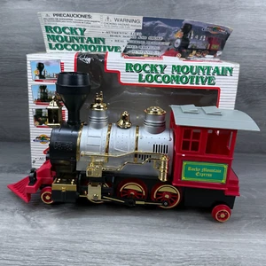 Vtg Rocky Mountain Locomotive Express Train Bump & Go Free Wheeling Sound Smoke - Picture 1 of 19