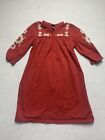 TEA COLLECTION Girls' Pomegranate Embroidered Red Folklore Henley Dress Size 6