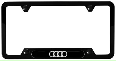 Черный номерной знак Bayern Motor Werks с эмблемой колец Audi — одна рама - Изображение 1 из 2