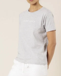 NUDE LUCY Slogan Tee T Shirt Top Grey Marle Size Women’s M Medium 12 Near New - Picture 1 of 12