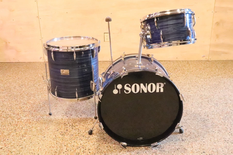 SONOR Teardrop Juego de Batería Pizarra Azul 3 Piezas Vintage Años 60 20/16/13" Foto 1 de 4