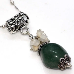 Hot Deal Green Aventurine Moonstone Beaded Gemstone Necklace 18" AU p335 - Picture 1 of 3