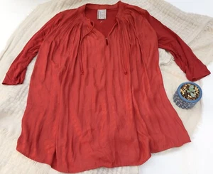 New Anthropologie Dolan Lucille Tie Neck Blouse - Burnt Orange (Size X-Small) - Picture 1 of 9