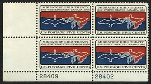 #1306 5c Migratory Bird Treaty, Plate Block [28402-09 LL] **ANY 5=FREE SHIP** - Picture 1 of 1