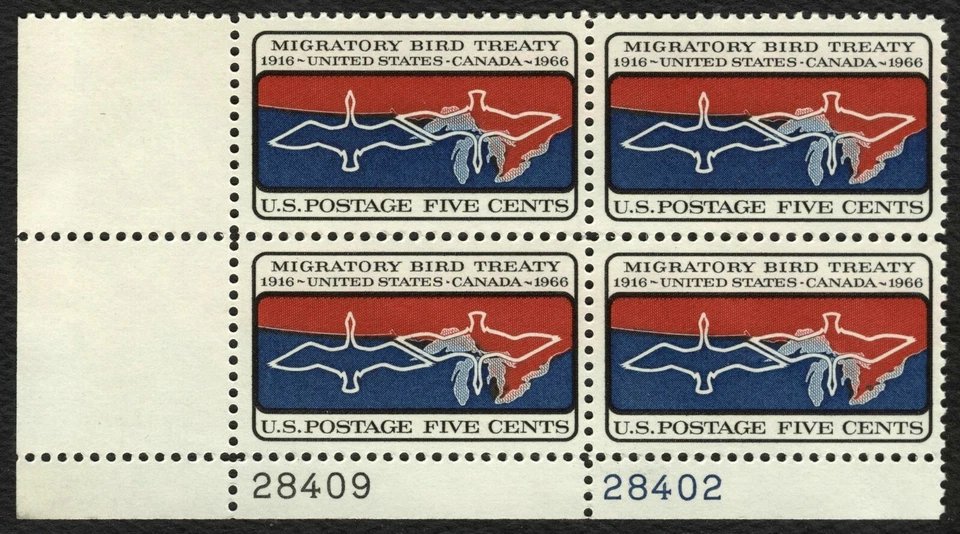 #1306 5c Migratory Bird Treaty, Plate Block [28402-09 LL] **ANY 5=FREE SHIP** - Image 1 of 1