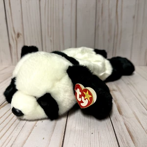 Ty Beanie Buddies Peking Panda Bär Plüsch liegend mit Hängeetikett 12 Zoll - Bild 1 von 11