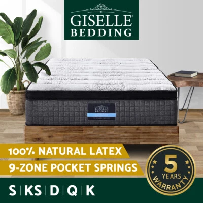 Giselle Mattress 9 Zone Queen Pocket Spring Latex Foam Medium Firm 34cm ALL SIZE - image 1 of 4