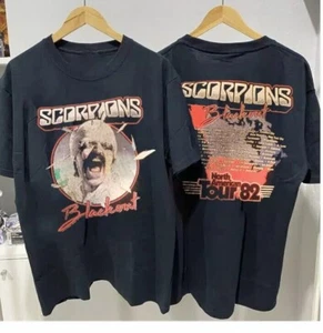 Scorpions Shirt, Scorpions Band Tour 82 Cotton Black Unisex T-shirt - Picture 1 of 4