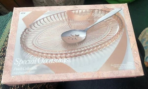 Kollektion für besondere Anlässe Pfirsich Glas Oval Tablett und Edelstahl Servierer ONS - Bild 1 von 6