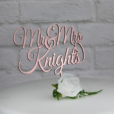 Personalised Wedding Cake Topper.Rose Gold,Gold,Silver. Mr & Mrs Cake Decoration