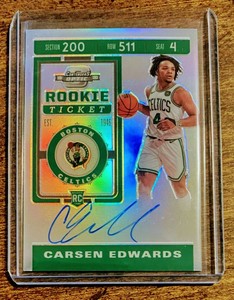 2019-20 Panini Contenders Optics Rookie Ticket Prizm Silver Auto Carsen Edwards!