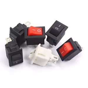 Piccolo interruttore a dondolo rettangolare 10 mm × 15 mm SPST nero bianco rosso 2/3 pin ON-OFF - Foto 1 di 11