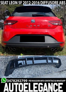 SEAT LEON 5F 2012-2016 PARAGOLPES TRASERO ABS DIFUSOR NEGRO BRILLANTE 2+2 - Imagen 1 de 9