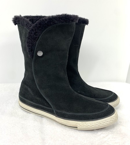 Stivali Converse Beverly donna junior 5 5 neri medio polpaccio pelle scamosciata foderati in pelliccia sintetica