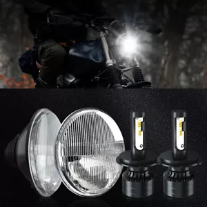 For 2005-2017 Softail Deluxe EFI FLSTNI FLSTN Sealed Beam HEADLIGHTs H4 Bulbs - Picture 1 of 12