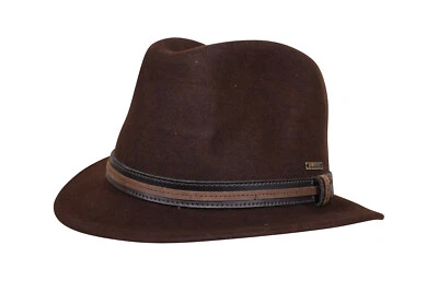 Wigens Nuevo con Etiquetas 100% Lana Marrón Fedora Talla M 58, 7 y 1/4 Foto 1 de 4