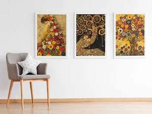 Set of 3 Gustav Klimt Tree of Life Wall Art Poster Prints Pictures A3 A4 A5 - Picture 1 of 9