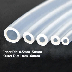 Tubo flessibile in gomma siliconica trasparente per uso alimentare ID 0,5mm-50mm OD 1mm-60mm - Foto 1 di 5