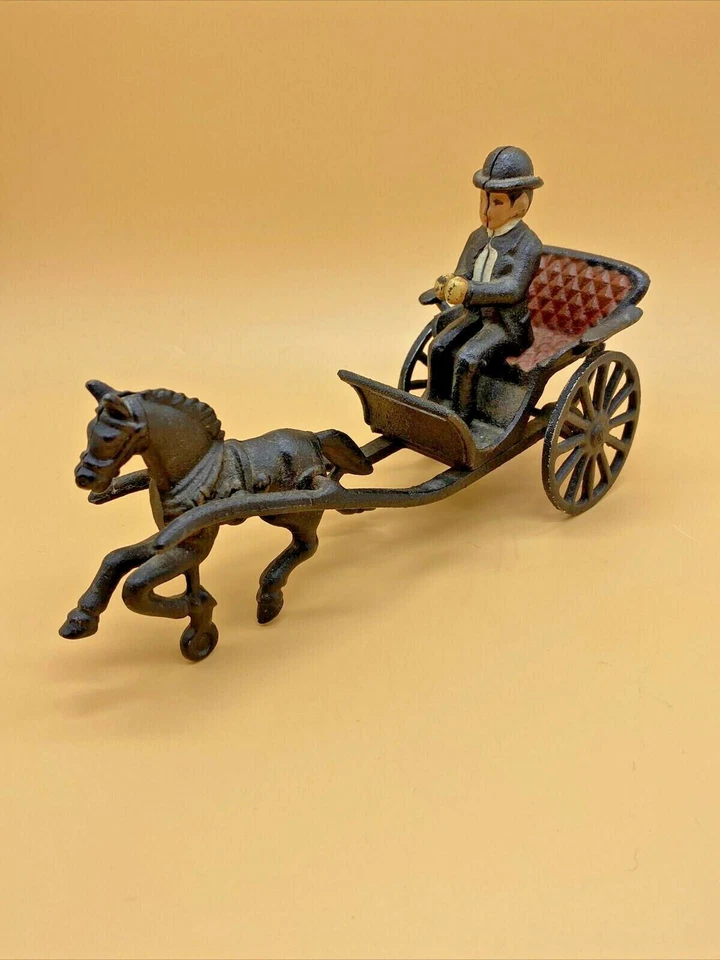 Antique & Rare Oster Toys Cast Iron Smart Man In A Horse Drawn Buggy Made In USA - Image 1 of 4