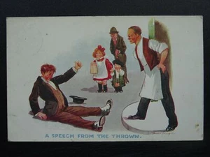 Alcohol Drunk Theme A SPEECH FROM THE THROWN c1912 Fred Spurgin Comic Postcard - Picture 1 of 2