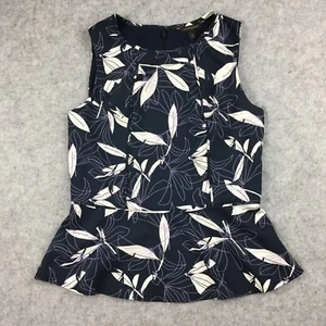 Banana Republic Sleeveless Floral Patterned Peplum Blouse, Women's 6 (Navy) - Picture 1 of 6