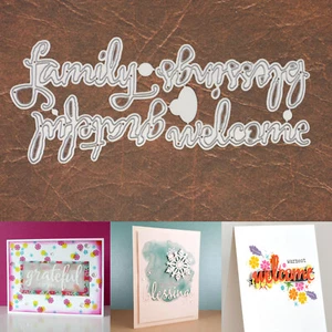 Troqueles de corte Welcome Family Sentiment Words - Grateful Blessings fuente de guión - Imagen 1 de 5