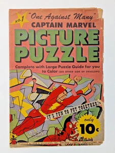 Puzzle vintage années 1940 Captain Marvel Shazam « One Against Many » Fawcett - complet - Photo 1 sur 3