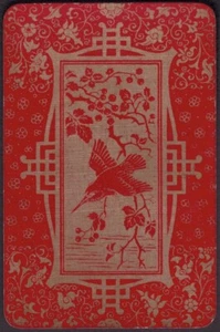 Playing Cards 1 Single Card Old Vintage Narrow Lacquer JAPANESE BIRD + FLOWERS  - Picture 1 of 3