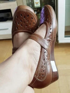 Jenny Medicus genuine leather shoes size 41.5 / 7, 1/ 5 sandals ballerina leather W=H - Picture 1 of 6