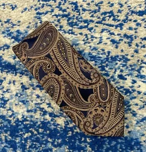 Jos. Corbata de seda A Bank Reserve azul topo beige marrón cachemira - Imagen 1 de 4
