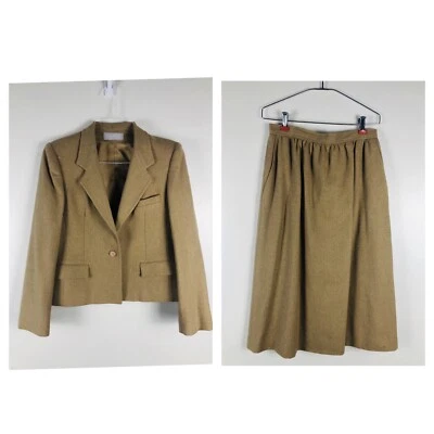 Conjunto de traje de lana Academia de colección para mujer 10 falda forrada marrón Evan picono (defectos) tweed Foto 1 de 4