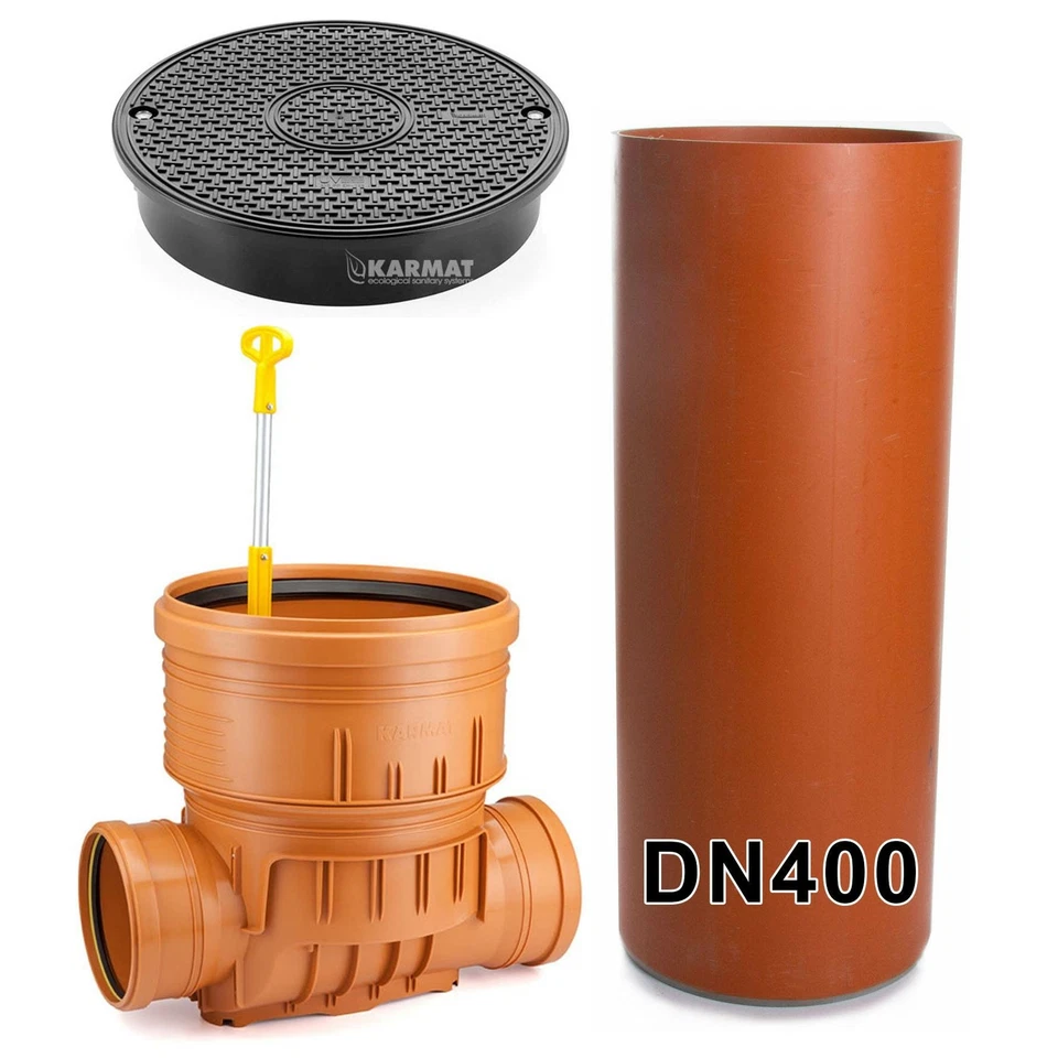 KARMAT KG Kontrollschacht Abwasserschacht Revisionsschacht DN400 Rückstauklappe 110 160