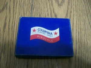 Columbia cartes à jouer pinochle 2 jeux dans sa boite d'origine on a un timbre fiscal dessus - Photo 1/8