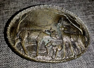 VTG Deer Brass Belt Buckle Great American Buckle 1008 Buck Fawn Doe Hunting USA - Picture 1 of 6
