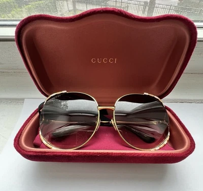 GUCCI Brown/Gold Oversized 🌹 Metal Gradient Ladies Sunglasses 😎 GG0595S 008 - Image 1 of 4
