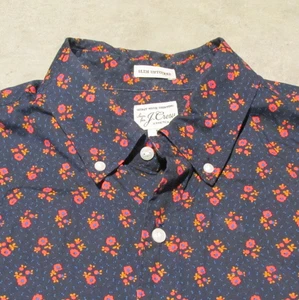 J Crew Shirt Mens Large Short blue pink Floral Secret Wash Slim Stretch - Picture 1 of 7